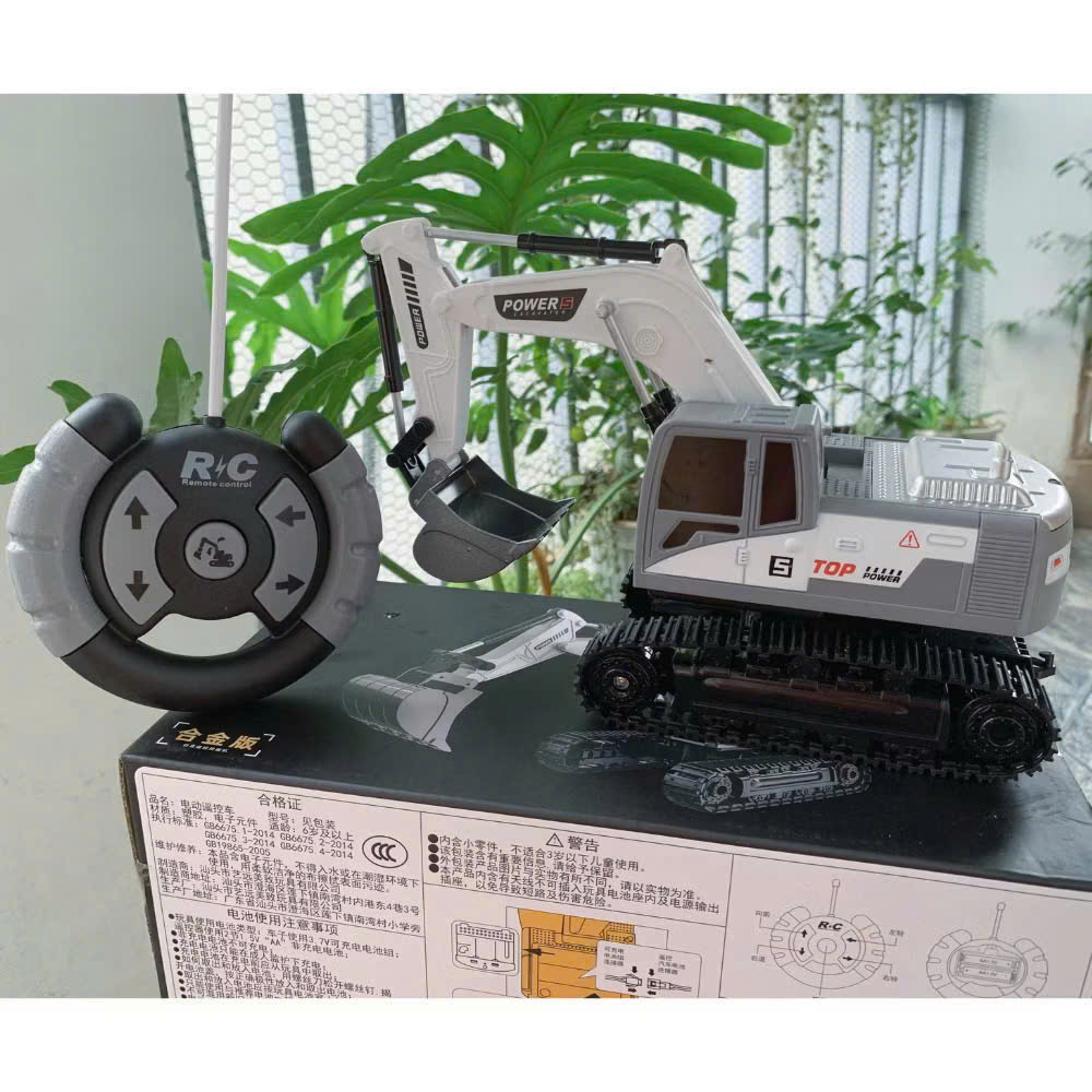 Máy xúc gầu sắt màu trắng -pin sạc