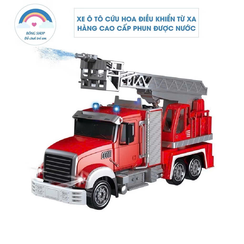 Xe cứu hỏa điều khiển phun nước 8 chức năng - pin sạc - Ảnh 2