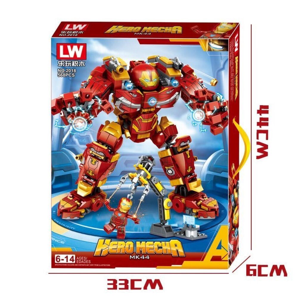 Lego Ironman Lắp Ráp Xếp Hình Mô Hình Robot Hulkbuster Iron Man Người Sắt MK44 568 chi tiết - Ảnh 2