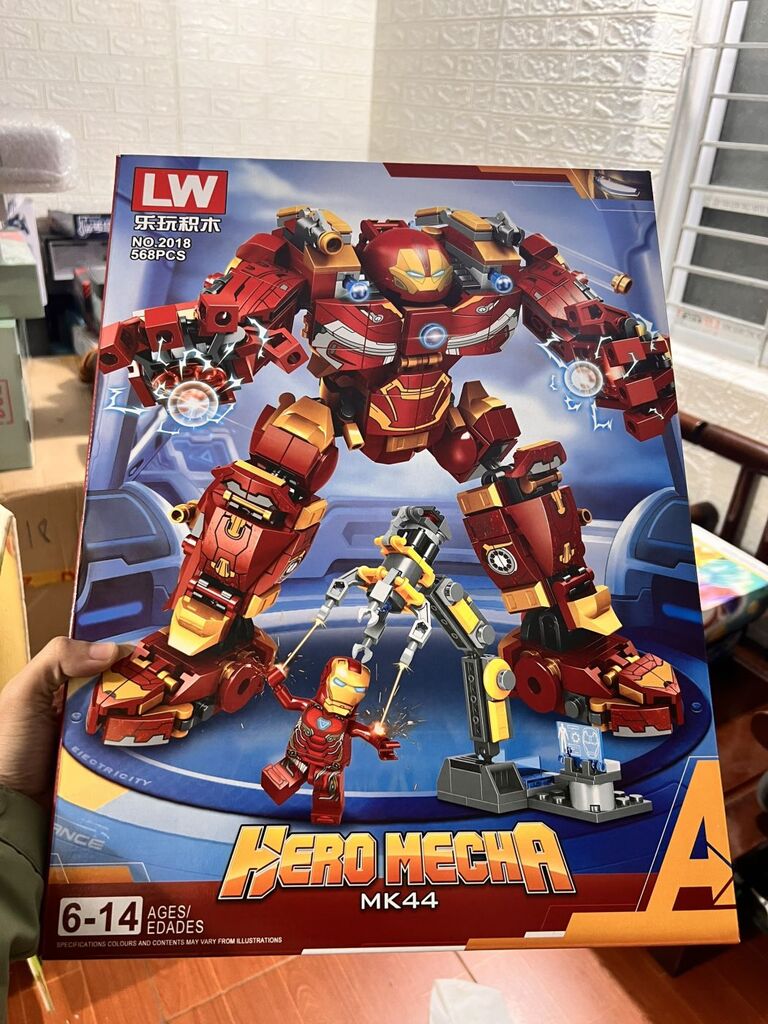 Lego Ironman Lắp Ráp Xếp Hình Mô Hình Robot Hulkbuster Iron Man Người Sắt MK44 568 chi tiết - Ảnh 6