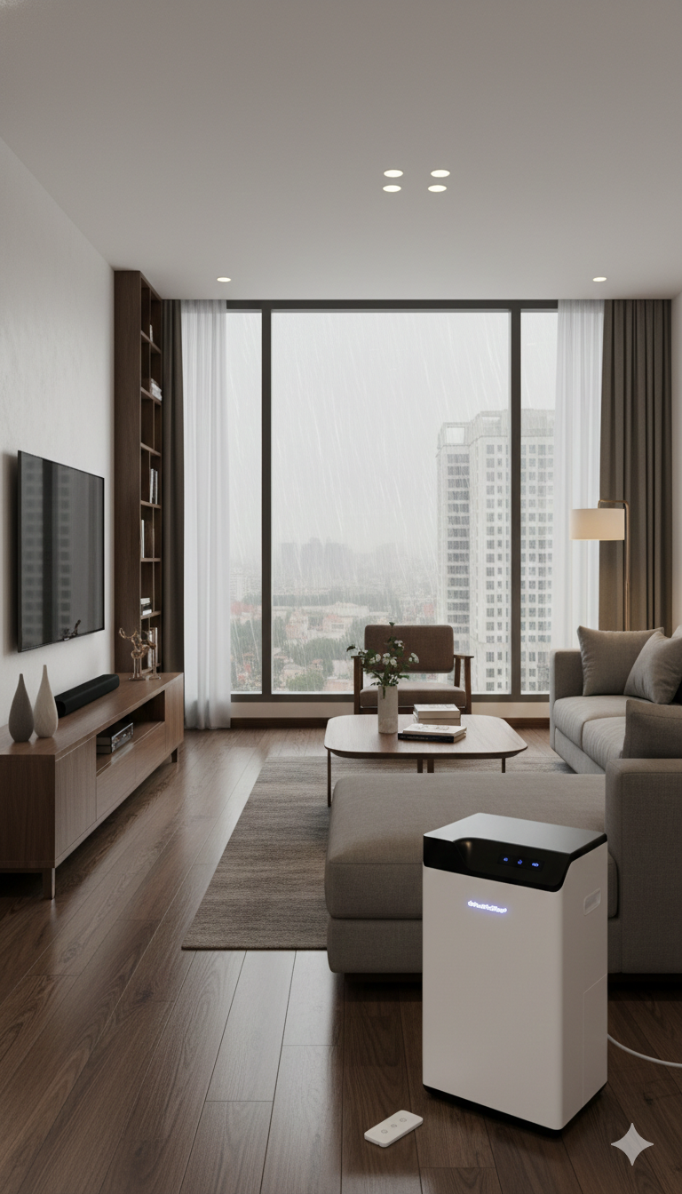 Máy hút ẩm bán dẫn thông minh Dehumidifier (Amz Mỹ )- có remote, đèn diệt khuẩn