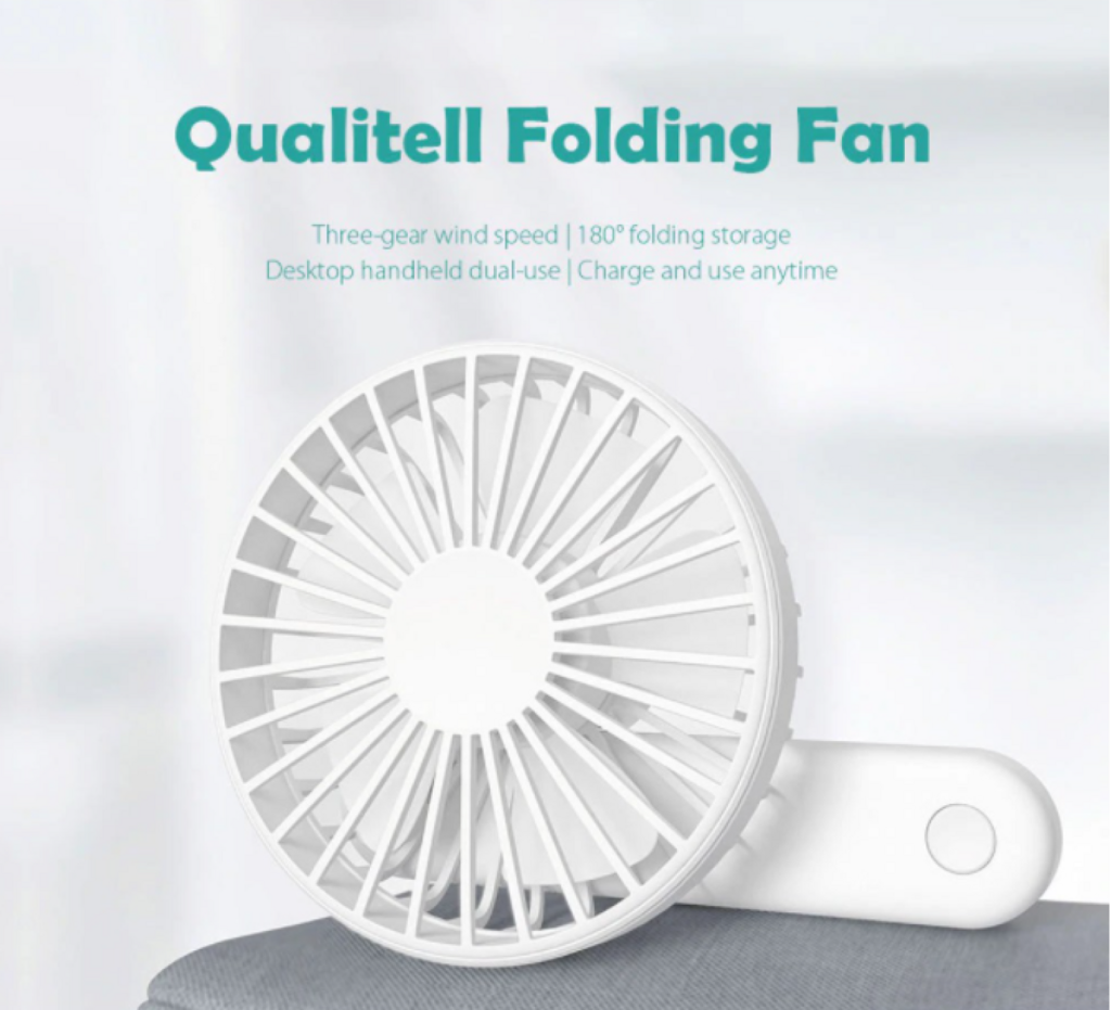 Quạt Cầm Tay XIAOMI Qualitell ZS6003, tích điện, có thể gập gọn, động cơ không chổi than