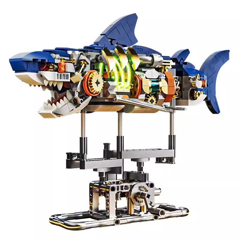 Đồ Chơi Lắp Ráp Cá Mập Cơ Khí MJI 13054 – Mô Hình Mechanical Shark STEM 687 Chi Tiết Cho Bé
