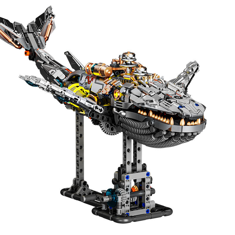 Đồ Chơi Lắp Ráp Cá Voi Cơ Khí MJI 13059 Có Đèn – Mô Hình Mechanical Whale STEM 1388 Chi Tiết Cho Bé