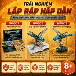 Đồ Chơi Lắp Ráp Chuồn Chuồn Cơ Khí MJI 13086 Có Đèn – Mô Hình Mechanical Drago…