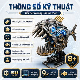 Đồ Chơi Lắp Ráp Cá Piranha Cơ Khí MJI 13092 – Mô Hình Mechanical Piranha STEM…