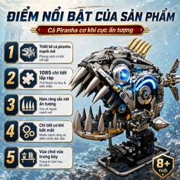 Đồ Chơi Lắp Ráp Cá Piranha Cơ Khí MJI 13092 – Mô Hình Mechanical Piranha STEM…