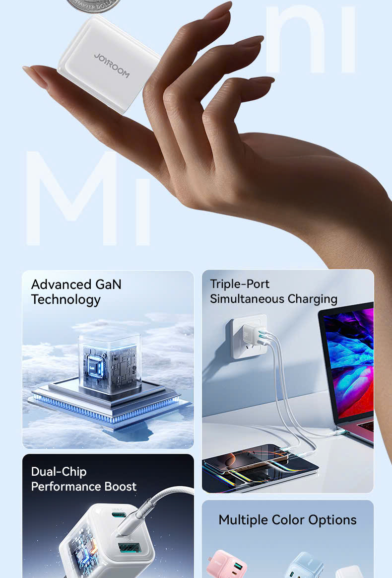 (Oder giao 28/6 ) Củ sạc 30W Joyroom TCG14 nhỏ gọn di động 3 cổng sạc Lightning Type-C USB