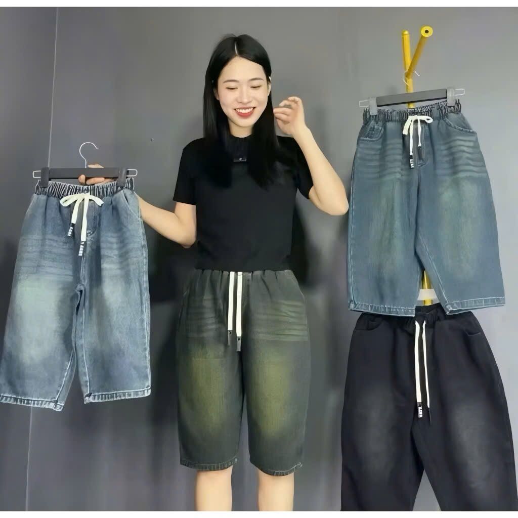 Quần ngố bò jean nữ - Ảnh 4