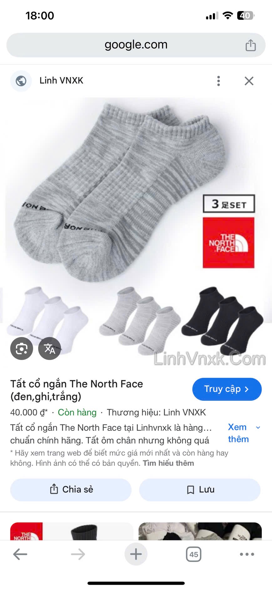 Tất thế north face fake