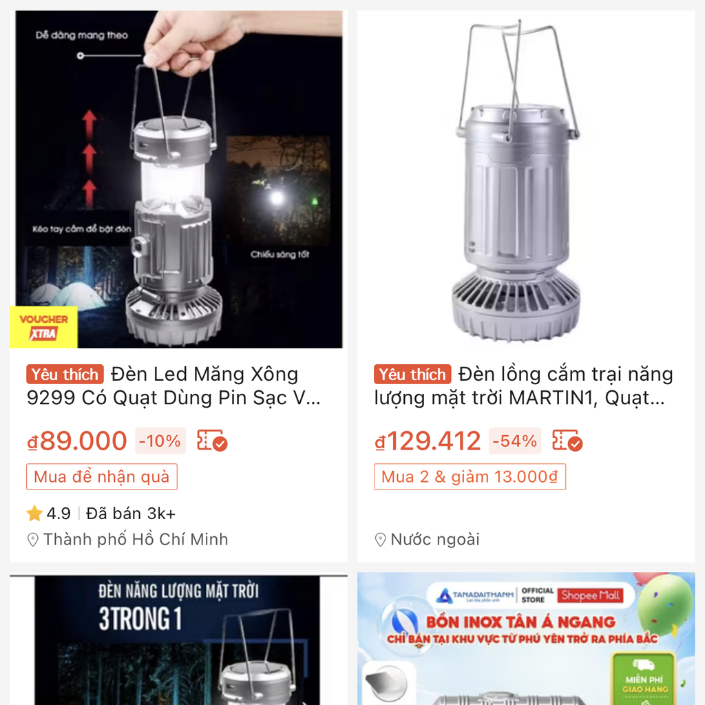 Đèn kèm quạt 