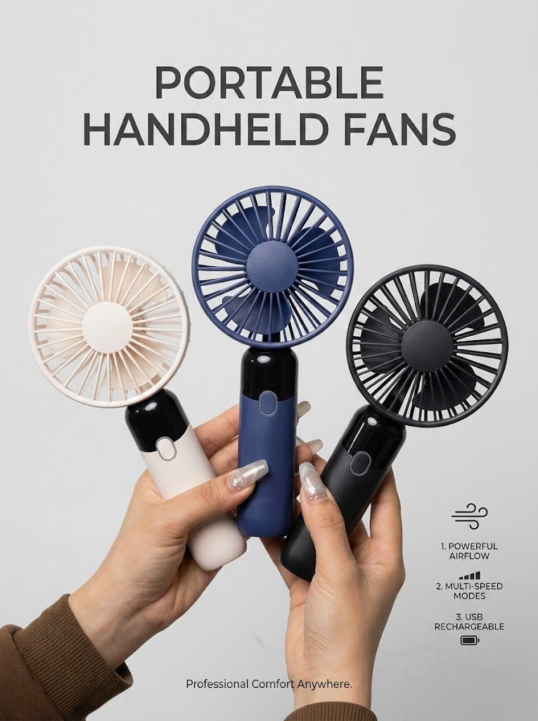 Quạt cầm tay mini hiển thị %  gió cực mạnh ( Giao random màu )