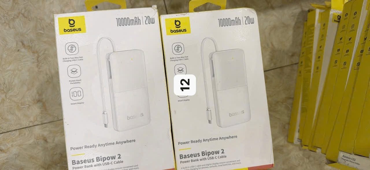 Baseus Bipow 2 10.000mAh kèm dây typec (TRẮNG)