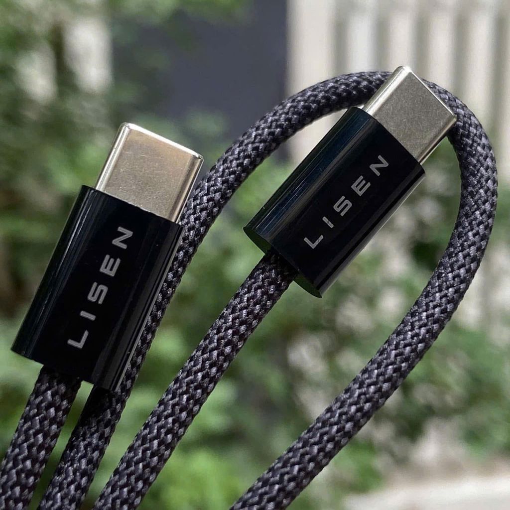 Cáp Lisen 60W C-C 1m (Hàng bán trên Amazon) - Bọc Nylon siêu bền, tương thích cao - Màu Đen