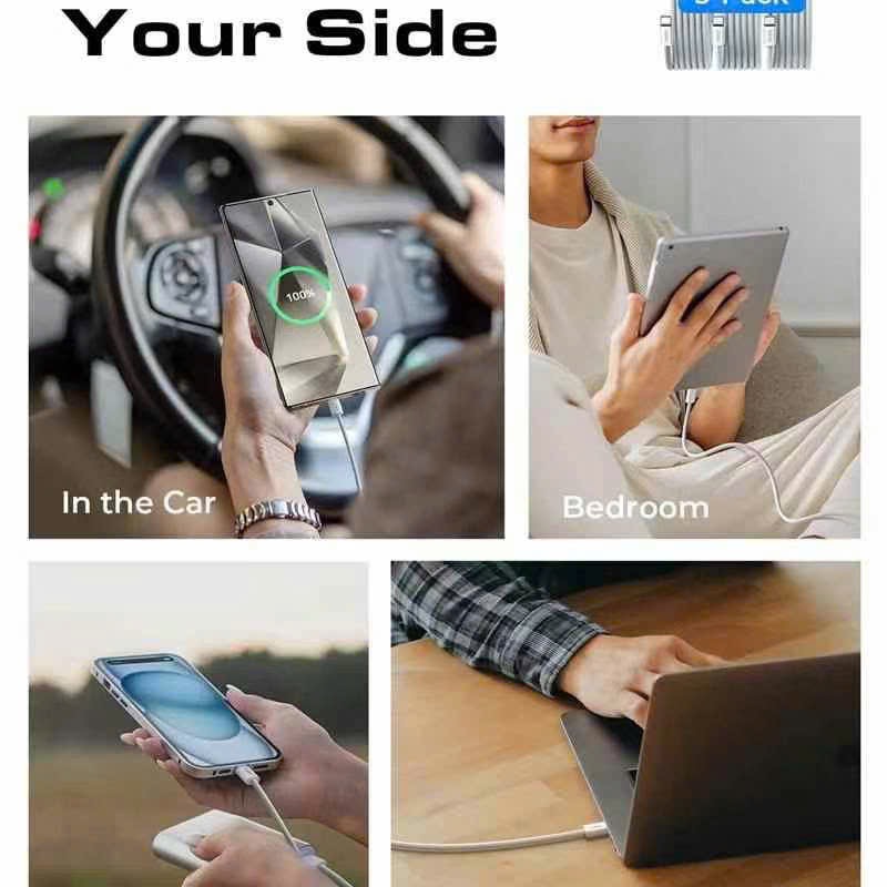 Cáp Lisen 60W C-C 1m (Hàng bán trên Amazon) - Bọc Nylon siêu bền, tương thích cao - Màu Đen - Ảnh 7