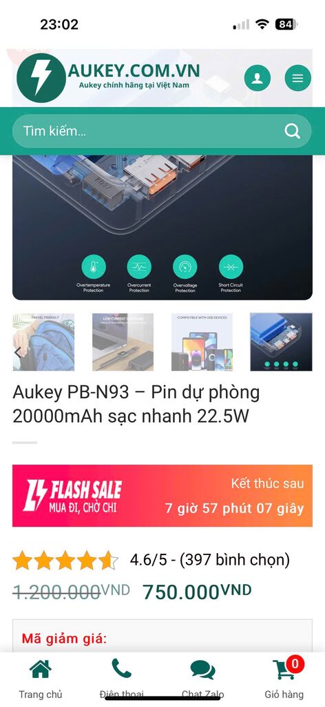 Sạc dự phòng Aukey 20.000mAh PB-N93 sạc nhanh 22.5W  - Ảnh 3