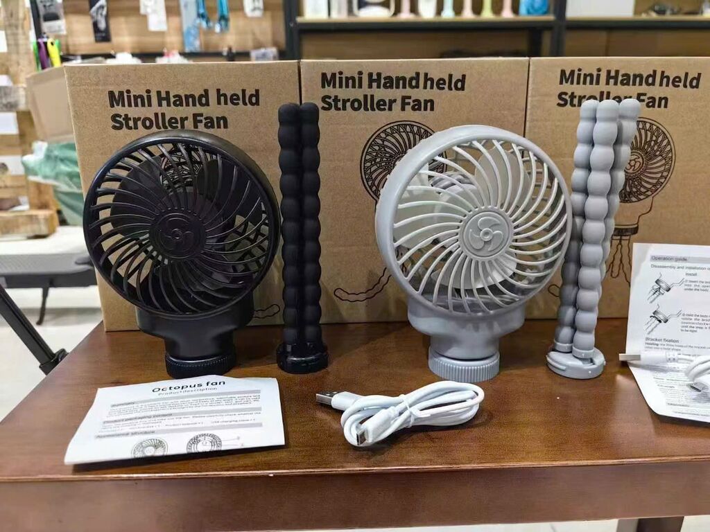 Quạt tích điện Octopus Fan kèm chân kẹp đa năng - Quạt tích điện đa năng chân kẹp bạch tuộc - Ảnh 7