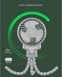 Quạt tích điện Octopus Fan kèm chân kẹp đa năng - Quạt tích điện đa năng chân…