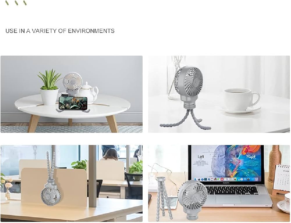 Quạt tích điện Octopus Fan kèm chân kẹp đa năng - Quạt tích điện đa năng chân kẹp bạch tuộc - Ảnh 6