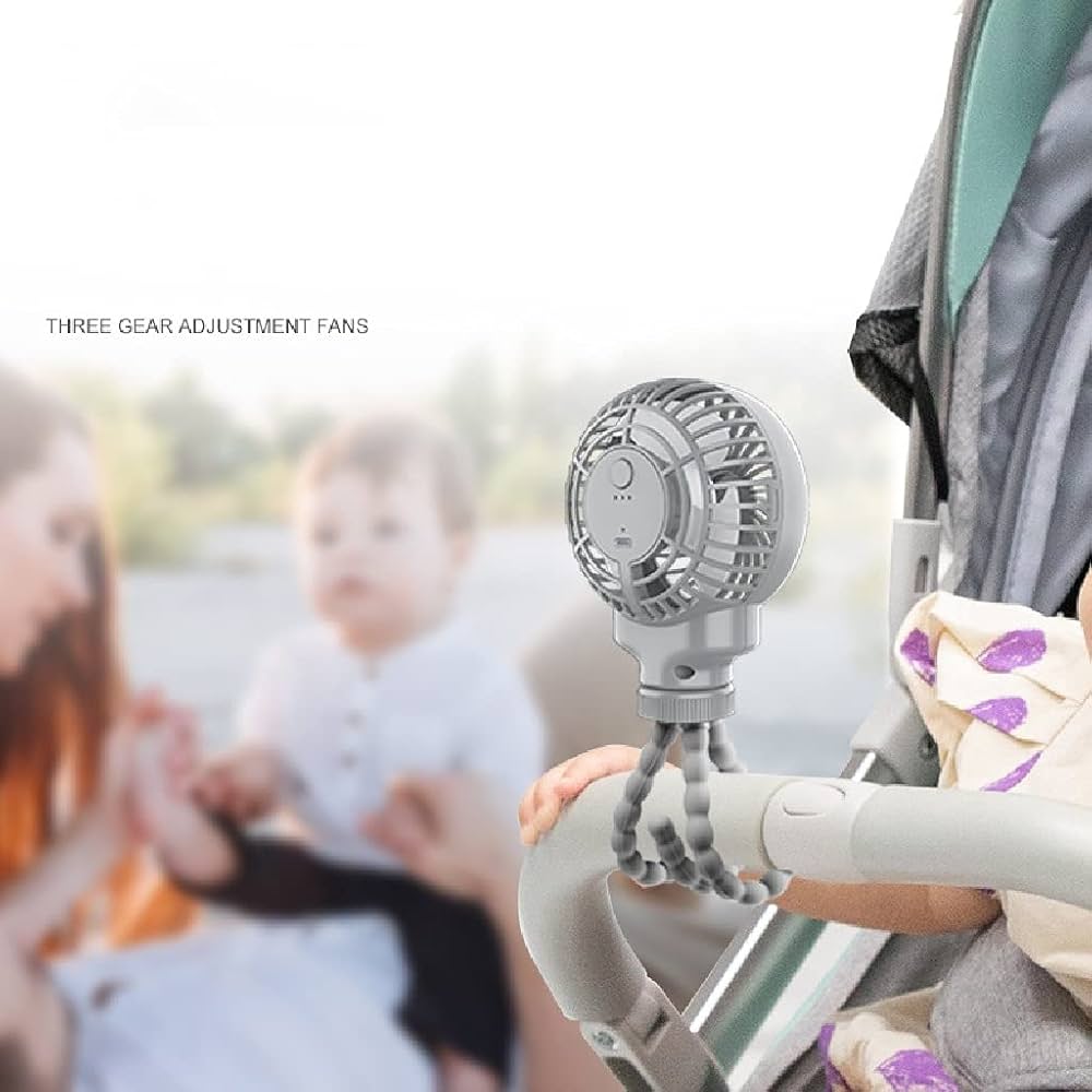 Quạt tích điện Octopus Fan kèm chân kẹp đa năng - Quạt tích điện đa năng chân kẹp bạch tuộc
