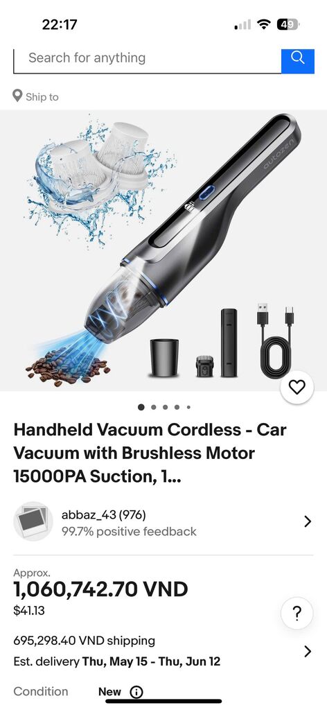 Máy Hút Bụi Cầm Tay Autozen H4 - Lực Hút 15000Pa, Trang bị đèn LED, Trọng lượng siêu nhẹ - Ảnh 5