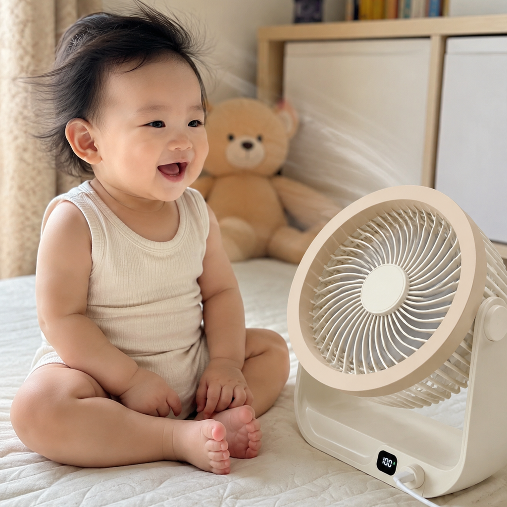 Quạt tích điện đa năng Y-001 - Để bàn, treo tường, 100 cấp độ, an toàn cho trẻ nhỏ