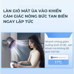 Quạt tích điện đa năng Y-001 - Để bàn, treo tường, 100 cấp độ, an toàn cho trẻ…