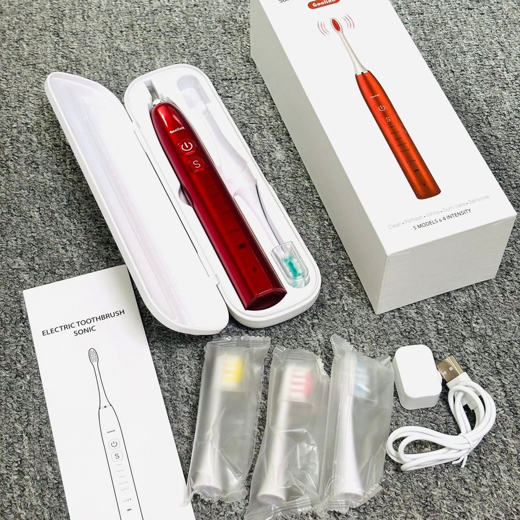 Bàn chải đánh răng điện Sonic Gonlink - Tặng hộp đựng tiện lợi kèm 4 đầu bàn chải
