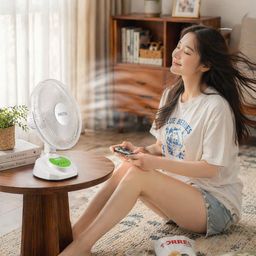 Quạt tích điện HKITA - An toàn, pin lâu, đèn LED chiếu sáng, có cổng sạc đt, p…