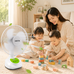 Quạt tích điện HKITA - An toàn, pin lâu, đèn LED chiếu sáng, có cổng sạc đt, p…