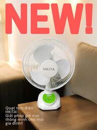 Quạt tích điện HKITA - An toàn, pin lâu, đèn LED chiếu sáng, có cổng sạc đt, p…
