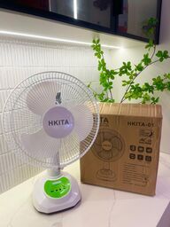 Quạt tích điện HKITA - An toàn, pin lâu, đèn LED chiếu sáng, có cổng sạc đt, p…