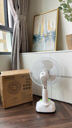 Quạt tích điện HKITA - An toàn, pin lâu, đèn LED chiếu sáng, có cổng sạc đt, p…