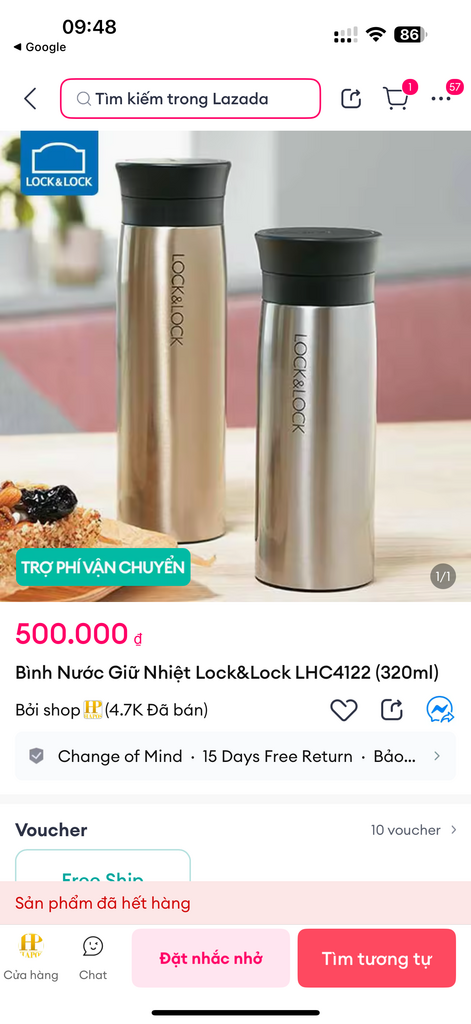 Bình giữ nhiệt Lock&lock siêu nhẹ (320ml) - Ảnh 9
