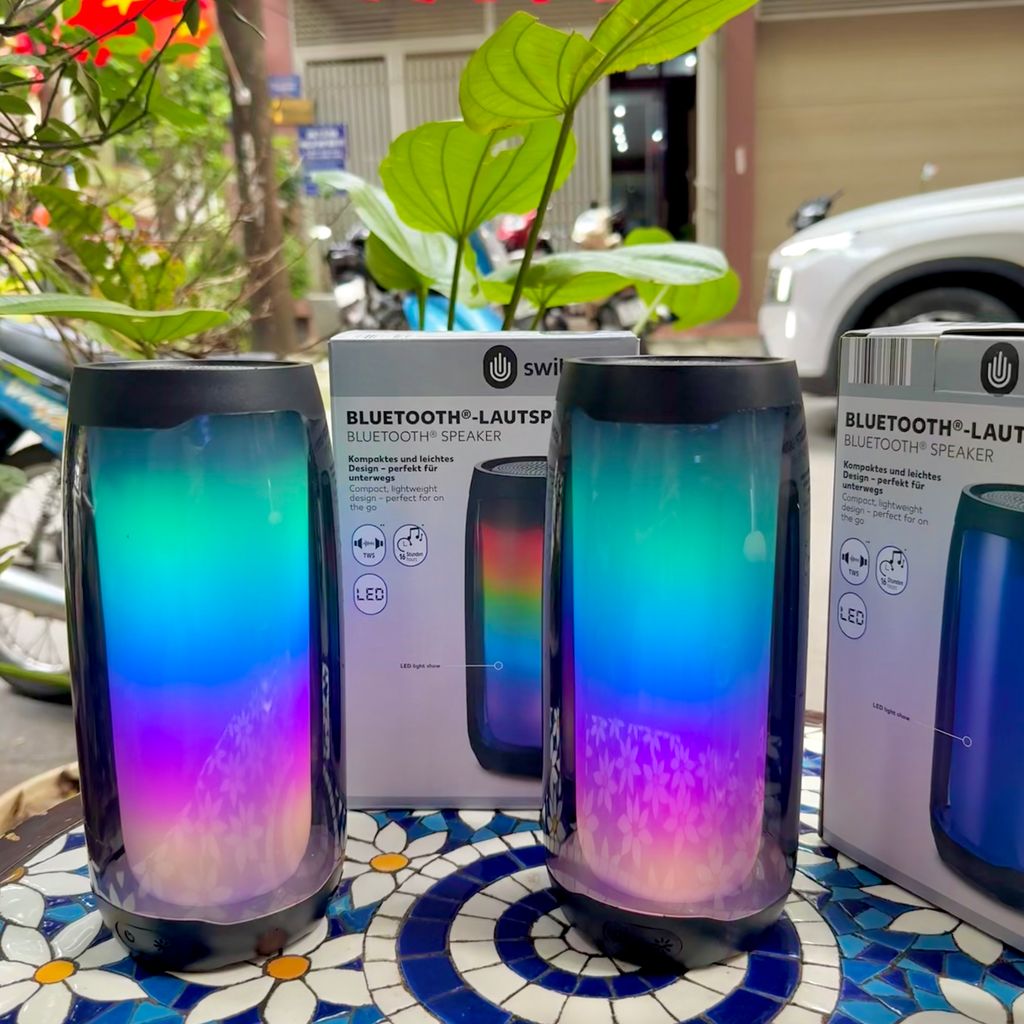Loa Bluetooth Switch On  - Thương hiệu Đức từ Kaufland- Pin 16h, LED màu, TWS tạo âm thanh stereo