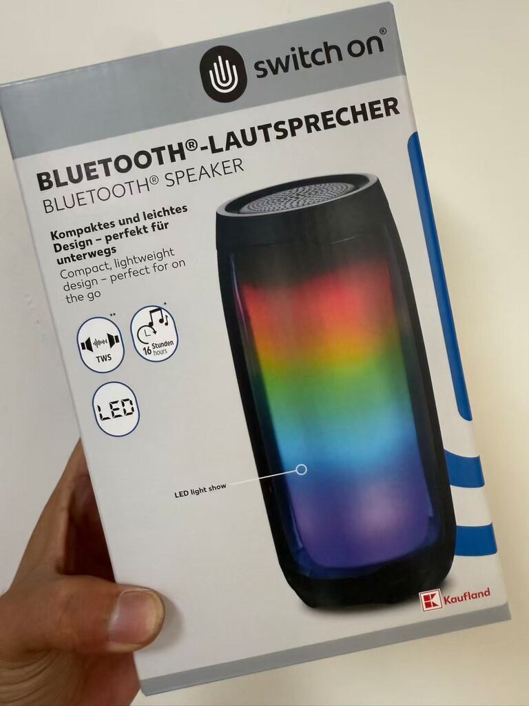Loa Bluetooth Switch On  - Thương hiệu Đức từ Kaufland- Pin 16h, LED màu, TWS tạo âm thanh stereo - Ảnh 4