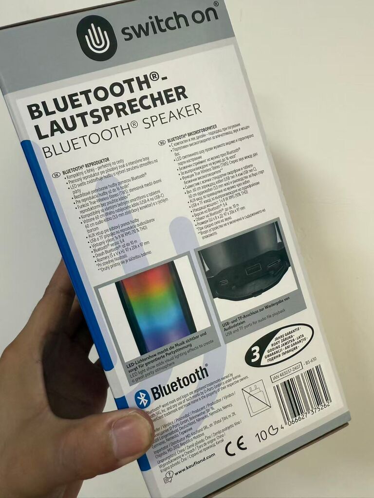 Loa Bluetooth Switch On  - Thương hiệu Đức từ Kaufland- Pin 16h, LED màu, TWS tạo âm thanh stereo - Ảnh 5