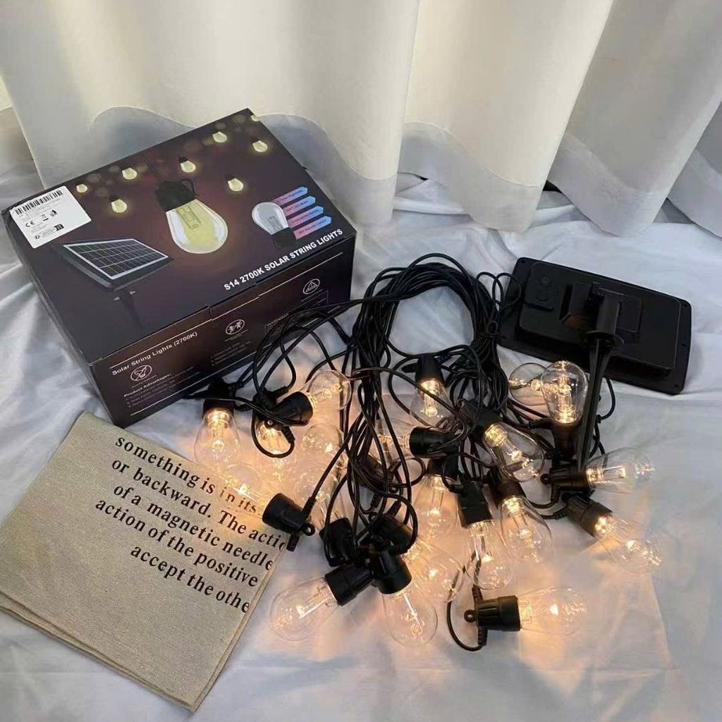 Đèn LED Dây Trang Trí Deco Năng Lượng Mặt Trời 20 Bóng S14 - Chống nước, kèm tấm NLMT - Ảnh 3