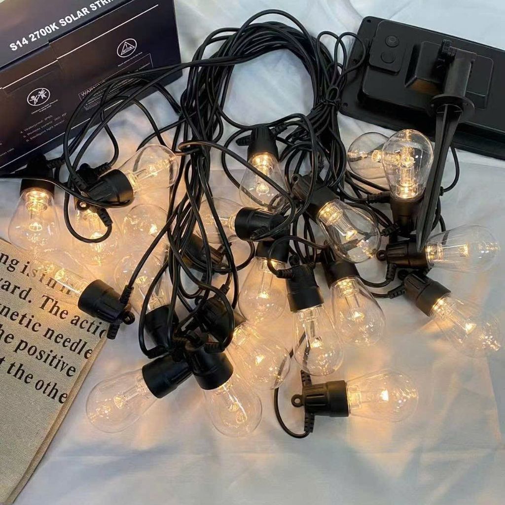 Đèn LED Dây Trang Trí Deco Năng Lượng Mặt Trời 20 Bóng S14 - Chống nước, kèm tấm NLMT - Ảnh 6
