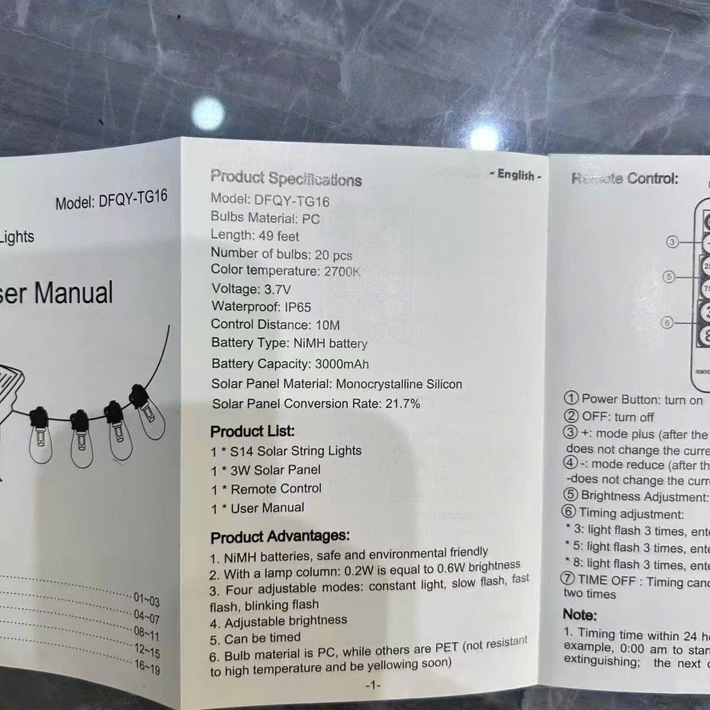 Đèn LED Dây Trang Trí Deco Năng Lượng Mặt Trời 20 Bóng S14 - Chống nước, kèm tấm NLMT - Ảnh 9