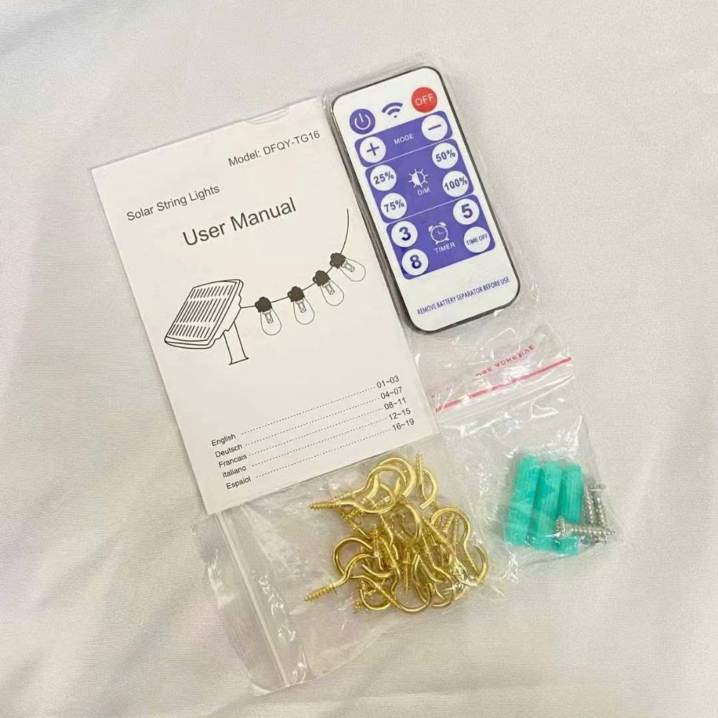 Đèn LED Dây Trang Trí Deco Năng Lượng Mặt Trời 20 Bóng S14 - Chống nước, kèm tấm NLMT - Ảnh 8