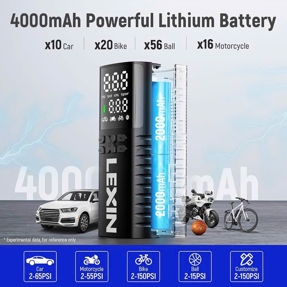 Bơm điện cầm tay thông minh LEXIN P4 (hàng Amazon) - Đa năng, Tiện lợi và bền bỉ - Có đèn SOS - Ảnh 4