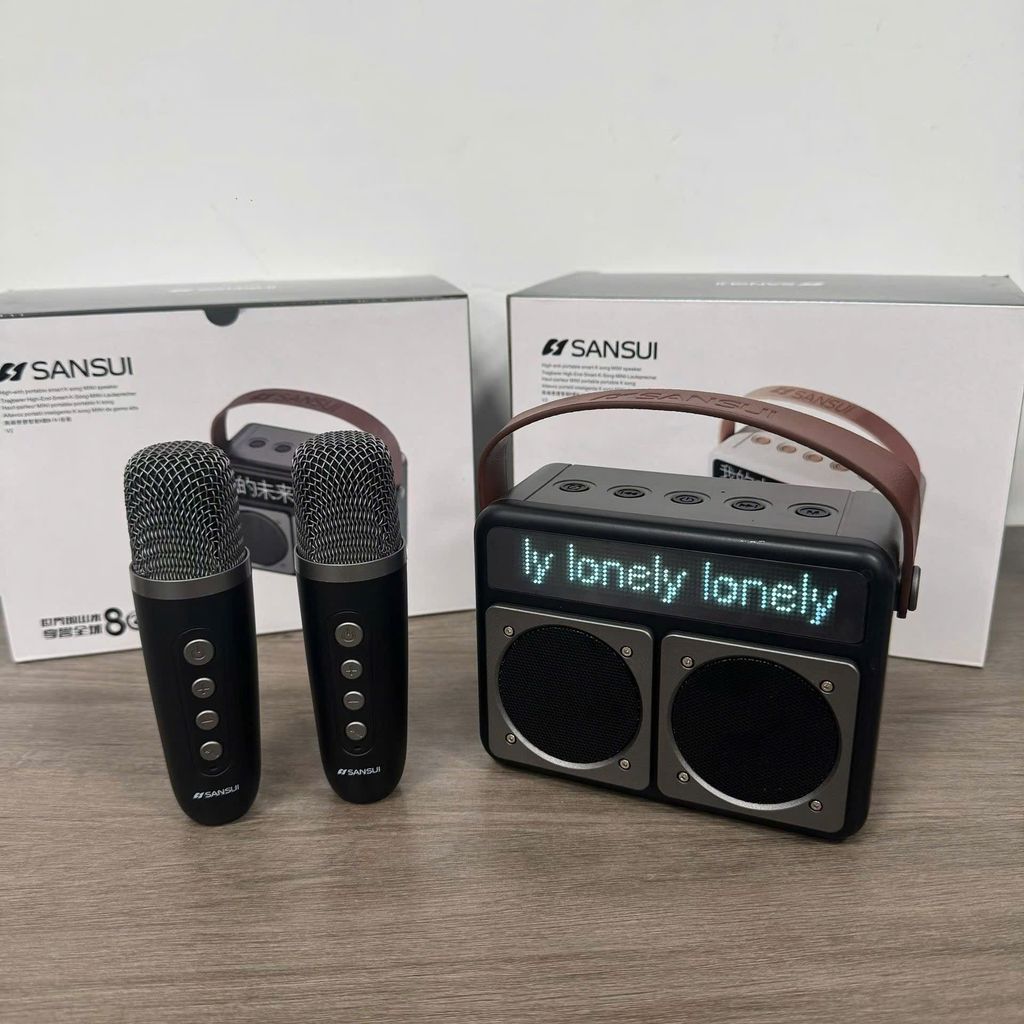 Loa Bluetooth Karaoke Mini SANSUI V2 Kèm 2 mic không dây – Màn Hình LED Hiển Thị Lời Bài Hát - Ảnh 5