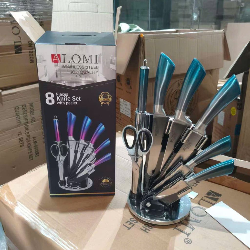 BỘ DAO ALOMI 8 MÓN – DỤNG CỤ NHÀ BẾP TIỆN LỢI (hàng Amazon)