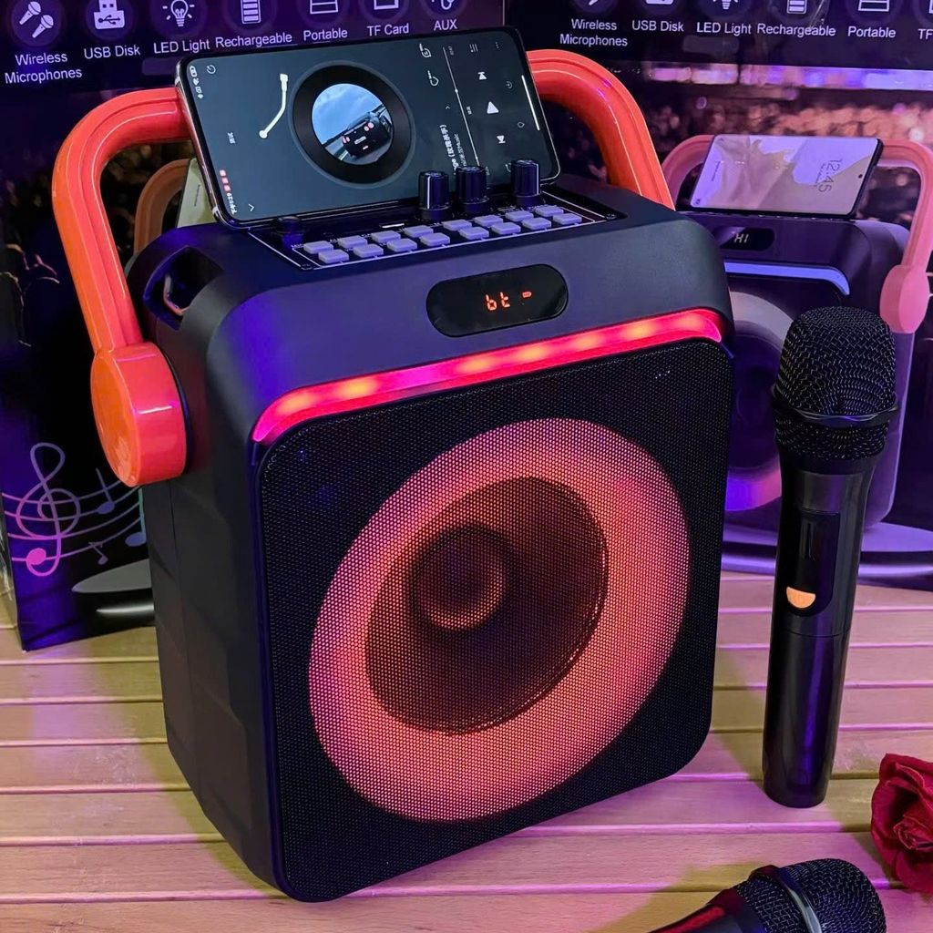 Loa Karaoke Bluetooth  – 2 Micro Không Dây – LED RGB – Hỗ trợ TWS -Pin trâu