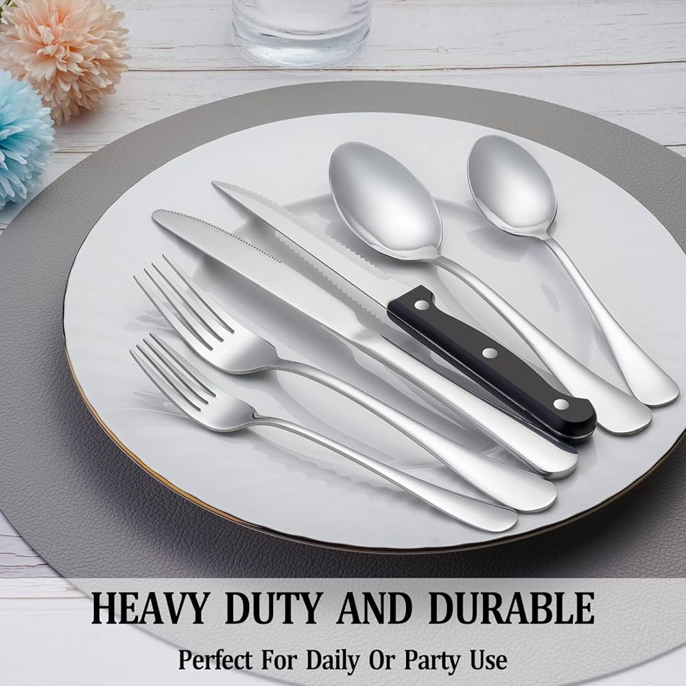 Bộ muỗng nĩa dao 24 món MUTNITT - Chất liệu cao cấp, an toàn, kiểu dáng thanh lịch (hàng Amazon)