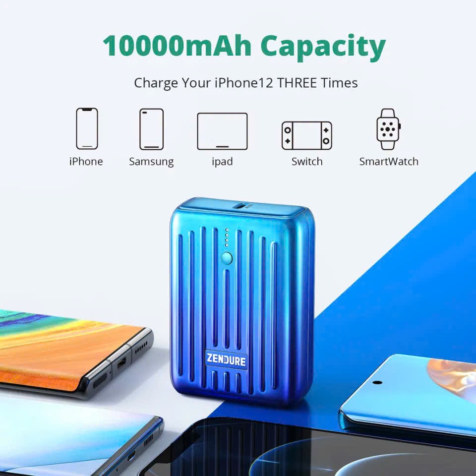 Sạc dự phòng Zendure SuperMini 10.000mAh – Sạc nhanh 20W, thương hiệu USA - Tím - Ảnh 3