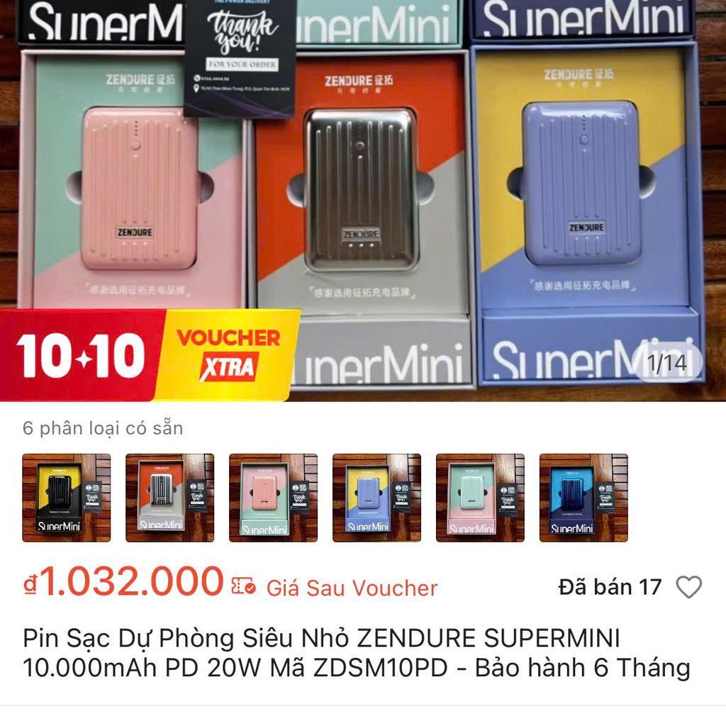 Sạc dự phòng Zendure SuperMini 10.000mAh – Sạc nhanh 20W, thương hiệu USA - Tím - Ảnh 9