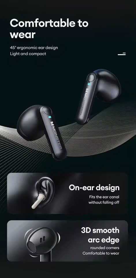 Tai nghe Bluetooth Monster Airmars XKT20  - Màu đen, âm thanh game thủ, kết nối nhanh - Ảnh 4
