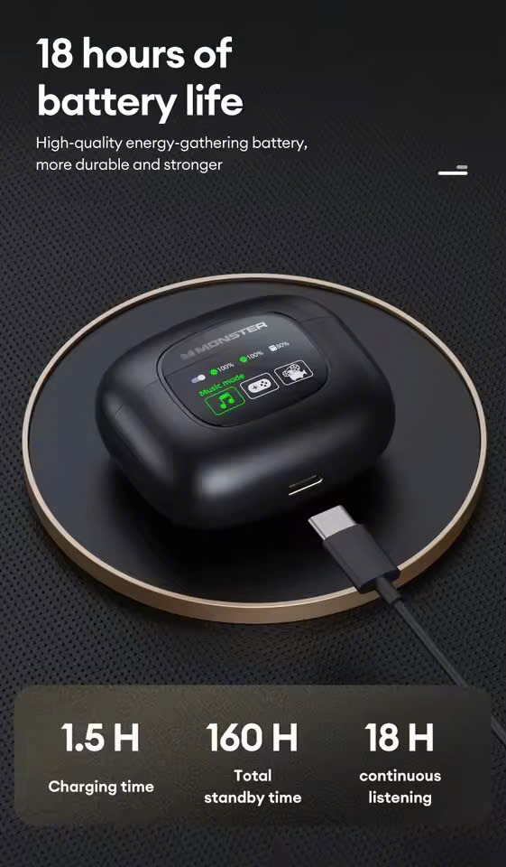 Tai nghe Bluetooth Monster Airmars XKT20  - Màu đen, âm thanh game thủ, kết nối nhanh - Ảnh 2